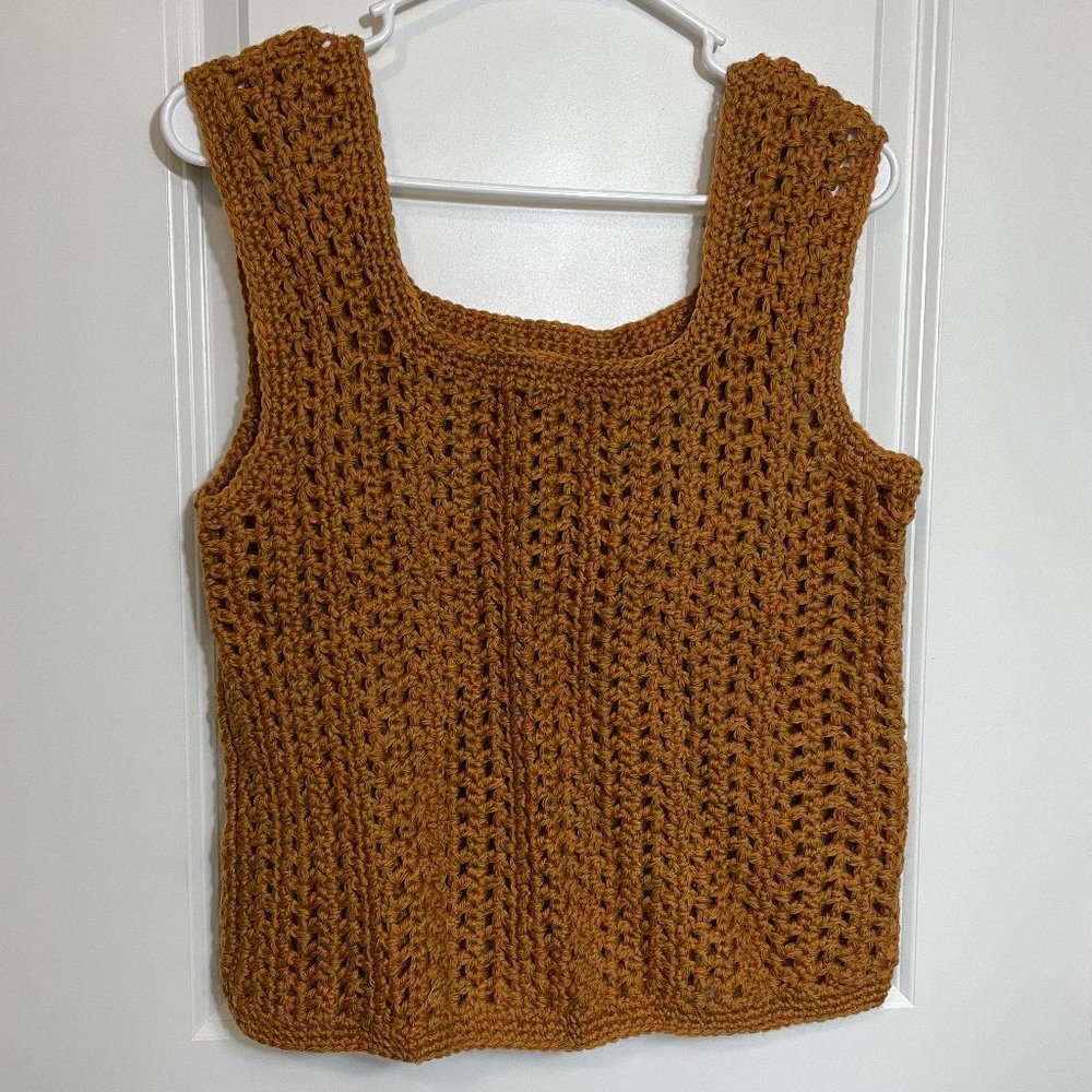Hand Crocheted Pumpkin Spice Knit Tank Top Vest
